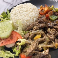 Kocinao Restaurant - This is a combination of their lunch special. It was some very tender stewed beef and some juicy chicken!