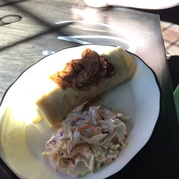 Maison de Manger - Pulled pork and coleslaw crepe. The coleslaw is awesome on its own too and a bit with both together is amazing. - Creperies Near Me - Whitinsville, Massachusetts Maison de Manger - Pulled pork and coleslaw crepe. The coleslaw is awesome on its own too and a bit with both together is amazing. - Creperies Near Me - Whitinsville, Massachusetts