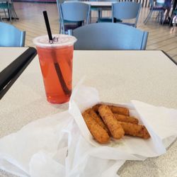 Quickly - West Valley Mall - Large (allegedly) Rose Tea and Mozzerella Sticks.