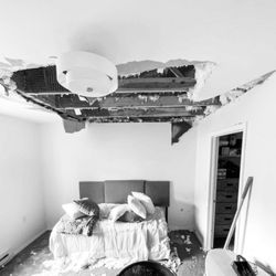 Clear Sky Restoration & Construction - Unfortunately this is what happens when your pipes burst in your bedroom. Thankfully the owners were home to call Blue Sky.