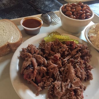 Bodacious Bar-B-Q - BBQ brisket plate with a beans and potato salad - Barbeque Near Me - Arlington, Texas
