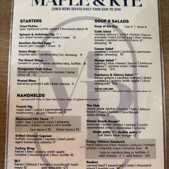 Maple & Rye - Lunch Menu - Coffee & Tea Near Me - Surprise, Arizona
