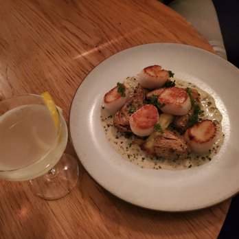 Henrietta Red - French 75 cocktail with scallops was the perfect finisher for the night - New American Near Me - Nashville, Tennessee