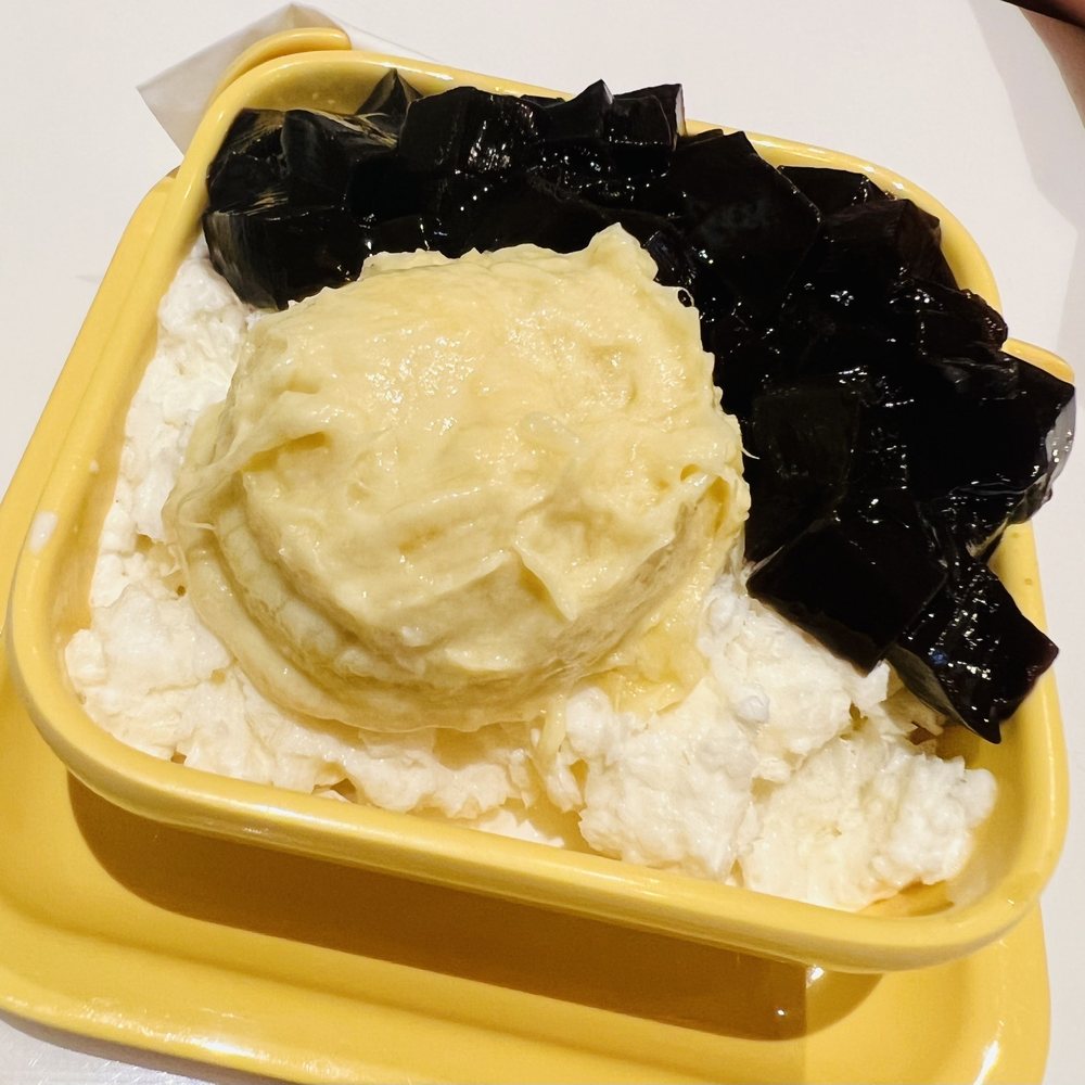 Sweethoney Dessert - 2/26/2022 D3. Durian and Grass Jelly with Snow Frost. What I always order here - Desserts Near Me - Alhambra, California