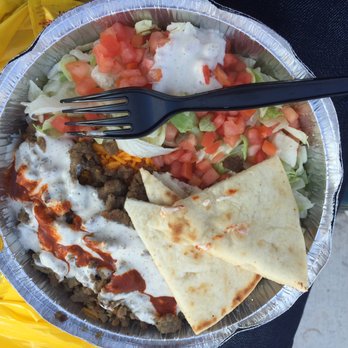 The Halal Guys - Beef with 2 passes of hot sauce. I added one more sprinkle of hot sauce myself.... Never ever again.....:( - Halal Near Me - Vienna, Virginia The Halal Guys - Beef with 2 passes of hot sauce. I added one more sprinkle of hot sauce myself.... Never ever again.....:( - Halal Near Me - Vienna, Virginia