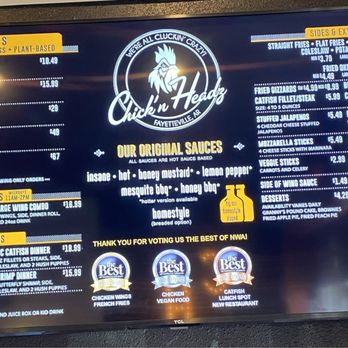 Chick'n Headz - Menu - Chicken Wings Near Me - Bentonville, Arkansas