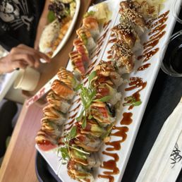 Ooh-la-la roll and spicy rainbow roll Ooh-la-la roll and spicy rainbow roll