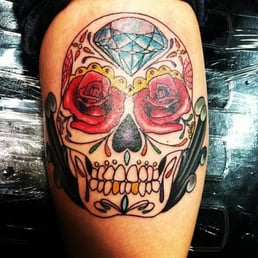 Sugar skull on my calf