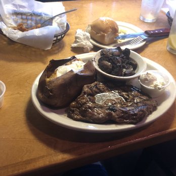 Texas Roadhouse - 10oz Ribeye, sweet potato, sautéed mushrooms - Steakhouses Near Me - Milford, Ohio