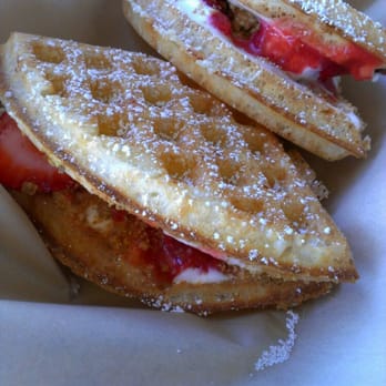 Bruxie - seasonal strawberry cheesecake waffle. - Sandwiches Near Me - Orange, California