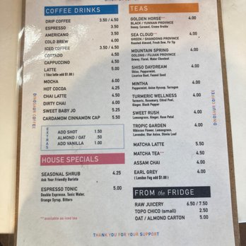 Dinosaur Coffee - Menu - Coffee & Tea Near Me - Los Angeles, California
