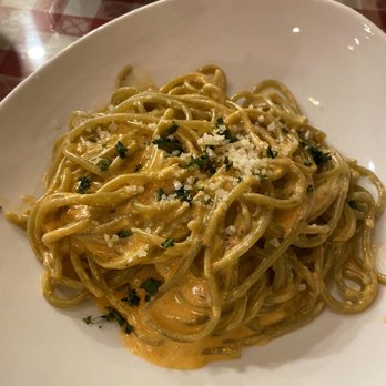Pasta Fresca - Spinach spaghetti with vodka spicy pink sauce - Italian Near Me - Reno, Nevada Pasta Fresca - Spinach spaghetti with vodka spicy pink sauce - Italian Near Me - Reno, Nevada