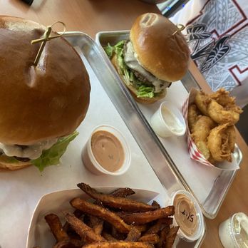 Burger NV - Sweet potato fries and onion rings (red onions) - Burgers Near Me - Sparks, Nevada Burger NV - Sweet potato fries and onion rings (red onions) - Burgers Near Me - Sparks, Nevada