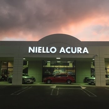 Niello Acura - Viewing the new signage during a colorful sunset. - Auto Repair Near Me - Roseville, California Niello Acura - Viewing the new signage during a colorful sunset. - Auto Repair Near Me - Roseville, California