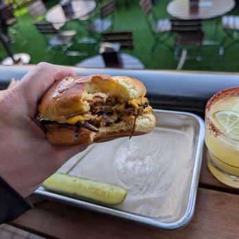 Headlands Brewing - Double cheese smash burger - Beer Gardens Near Me - Walnut Creek, California Headlands Brewing - Double cheese smash burger - Beer Gardens Near Me - Walnut Creek, California