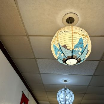 Kasagiri Restaurant - Cool, traditional lighting, just above some of the tables point no - Sushi Bars Near Me - Tehachapi, California