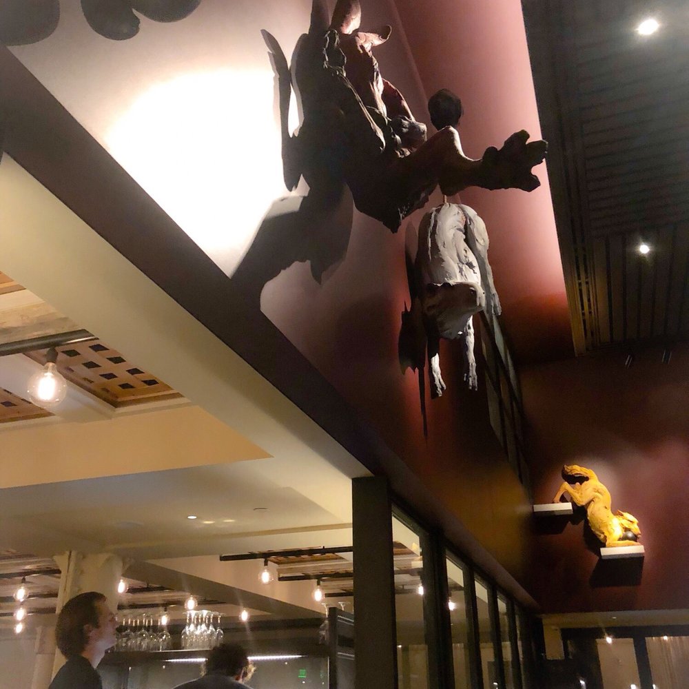 Gray & Dudley - Ceramic sculptures in dining room part of The current art installation - New American Near Me - Nashville, Tennessee