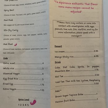 Ruk Thai Kitchen - Back of menu, Jan, 2023 - Thai Near Me - Clare, Michigan