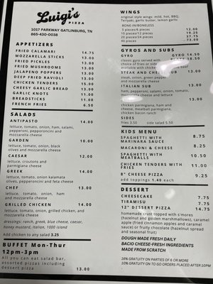 Menu photo 1 Luigis Pizza Gatlinburg, TN