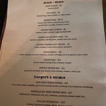 Jm Curley - Late night menu - New American Near Me - Boston, Massachusetts