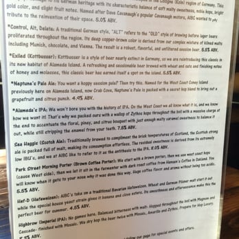 Alameda Brewing - Beer lineup as of July '15 - Breweries Near Me - Alameda, California Alameda Brewing - Beer lineup as of July '15 - Breweries Near Me - Alameda, California