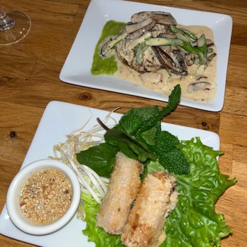 The Elephant Walk - Rouleaux (bottom) and Croquette de Risotto aux Asperges Vertes (atop) - Cambodian Near Me - Boston, Massachusetts The Elephant Walk - Rouleaux (bottom) and Croquette de Risotto aux Asperges Vertes (atop) - Cambodian Near Me - Boston, Massachusetts