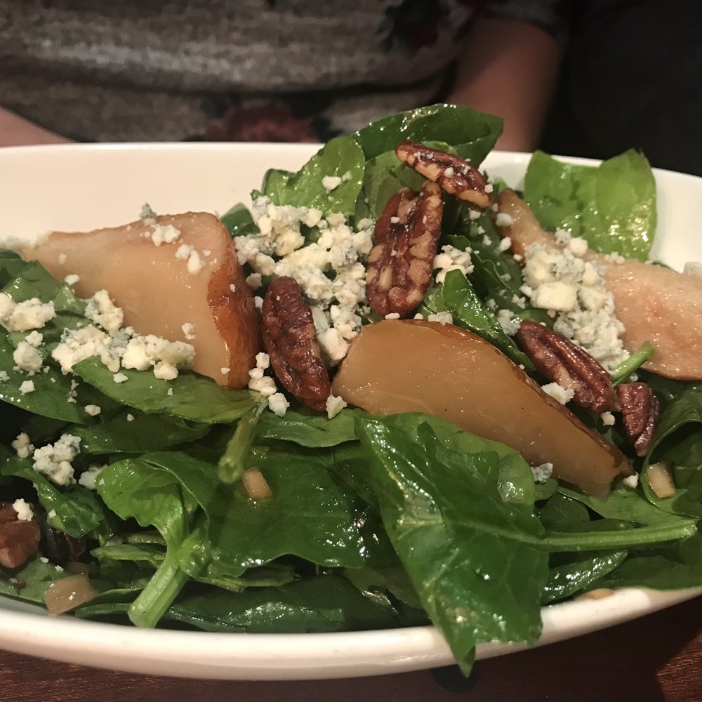 Seasons 52 - The original spinach and pear salad with blue cheese and honey toasted pecans - New American Near Me - Schaumburg, Illinois Seasons 52 - The original spinach and pear salad with blue cheese and honey toasted pecans - New American Near Me - Schaumburg, Illinois