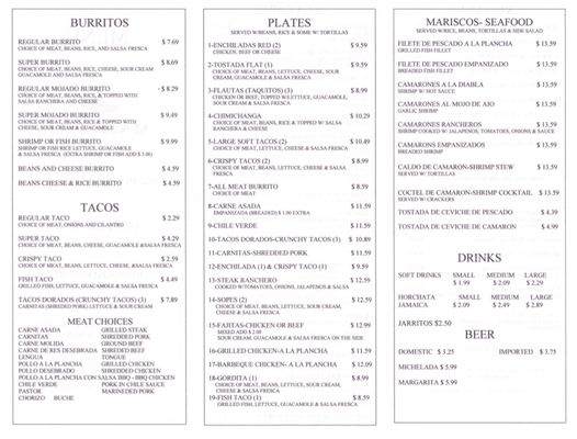 Menu photo 6 Senor Taco Taqueria San Jose, CA