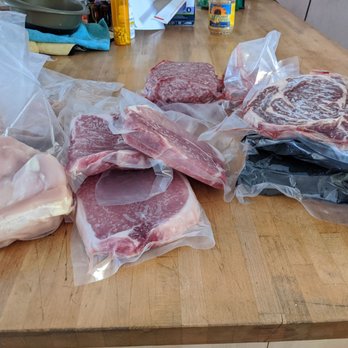 Merit Foods - Frozen protein box with t bone steaks, hamburgers, pork chops, bone-in ribeyes, and chicken breast. - Grocery Near Me - Tucson, Arizona Merit Foods - Frozen protein box with t bone steaks, hamburgers, pork chops, bone-in ribeyes, and chicken breast. - Grocery Near Me - Tucson, Arizona