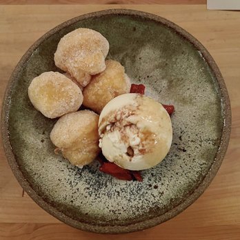 The Progress - Beignets with hojicha ice cream and strawberry compote - New American Near Me - San Francisco, California