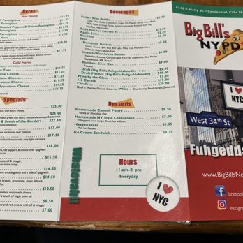Big Bill's NY Pizza - Menu - Pizza Near Me - Centennial, Colorado