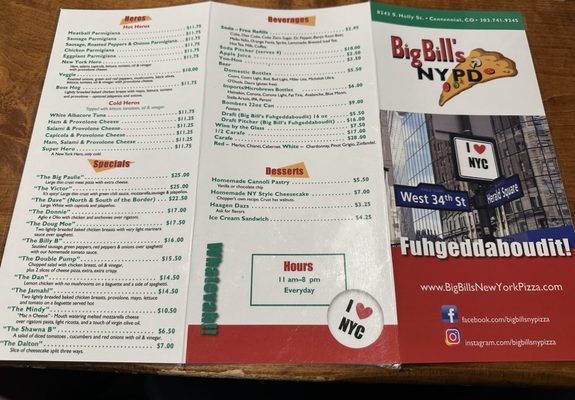 Menu photo 3 Big Bill's NY Pizza Centennial, CO