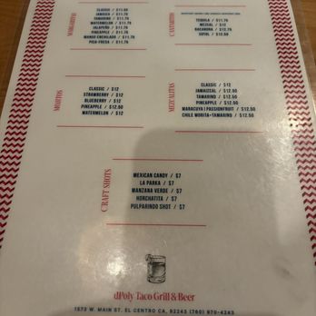 D'Poly Taco Grill & Beer - Drink menu - Mexican Near Me - El Centro, California