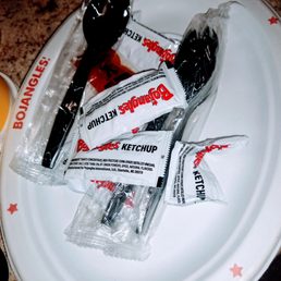 How thoughtful to include plates and sauces and utensils without me asking. First location that has done this for us. How thoughtful to include plates and sauces and utensils without me asking. First location that has done this for us.