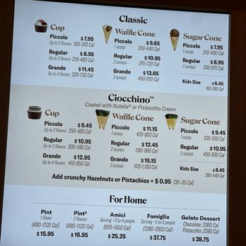 Bacio di Latte - Menu as of 3/25/26 - Gelato Near Me - Los Angeles, California