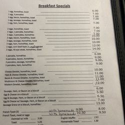 Harris Diner - Menu as of 05/07/25