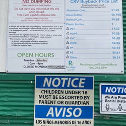 Novato Recycling Center - New hours and price list