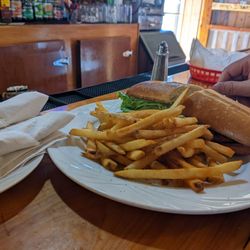 Lumberjack Tavern - Full plate of fries and crispy chicken sammich