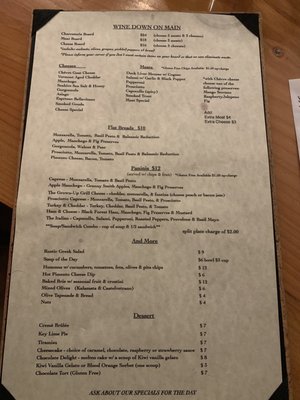Menu photo 5 Wine Down On Main Brevard, NC