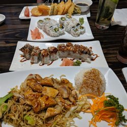 Taki Japanese Grill - Taki's Teriyaki, Dragon Roll, Veggie Rolls, and Veggie Tempura