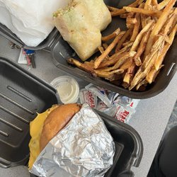 Snacks On The Go - Burger and chicken wrap with fries