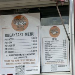 Birria Spot Texas - Menu