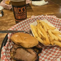 Rick's Smokehouse & Grill - Brisket sandwich and fries....delicious