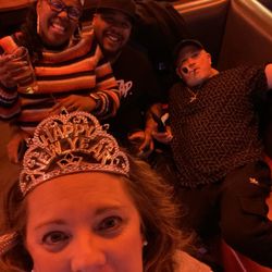 New Year's party was great with noise makers and midnight toast!