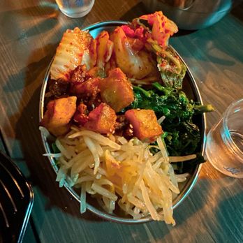 Chingu - Banchan (kimchi, bean sprout, sautéed spinach, potatoes) - Tapas Bars Near Me - San Mateo, California