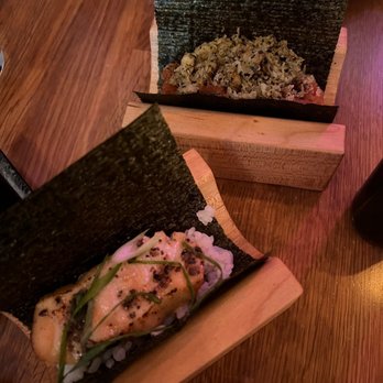 Yonsei Handrolls - Spicy tuna, tempura crunch Black cod and truffle butter - Japanese Near Me - Oakland, California Yonsei Handrolls - Spicy tuna, tempura crunch Black cod and truffle butter - Japanese Near Me - Oakland, California