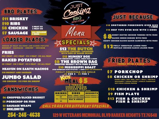 Menu photo 1 Just Cooking BBQ and More Harker Heights, TX Menu photo 1 Just Cooking BBQ and More Harker Heights, TX