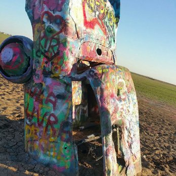 Cadillac Ranch - Took a nosedive - Landmarks & Historical Buildings Near Me - Amarillo, Texas