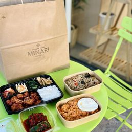 Sweet & Spicy Chicken Dosirak, Kimchi Spam Fried Rice, Homemade Cucumber Kimchi, Japchae Glass Noodles