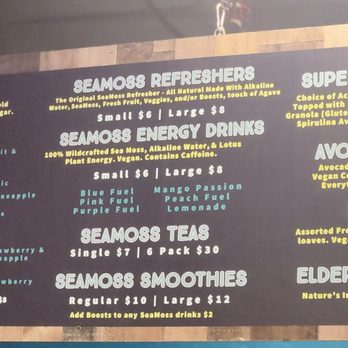 Fuelthycells Seamoss - Menu 2nd part - Juice Bars & Smoothies Near Me - San Diego, California